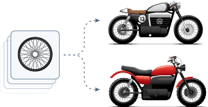 two different motorcycles with different wheel configurations