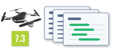 drone with a score and information cards