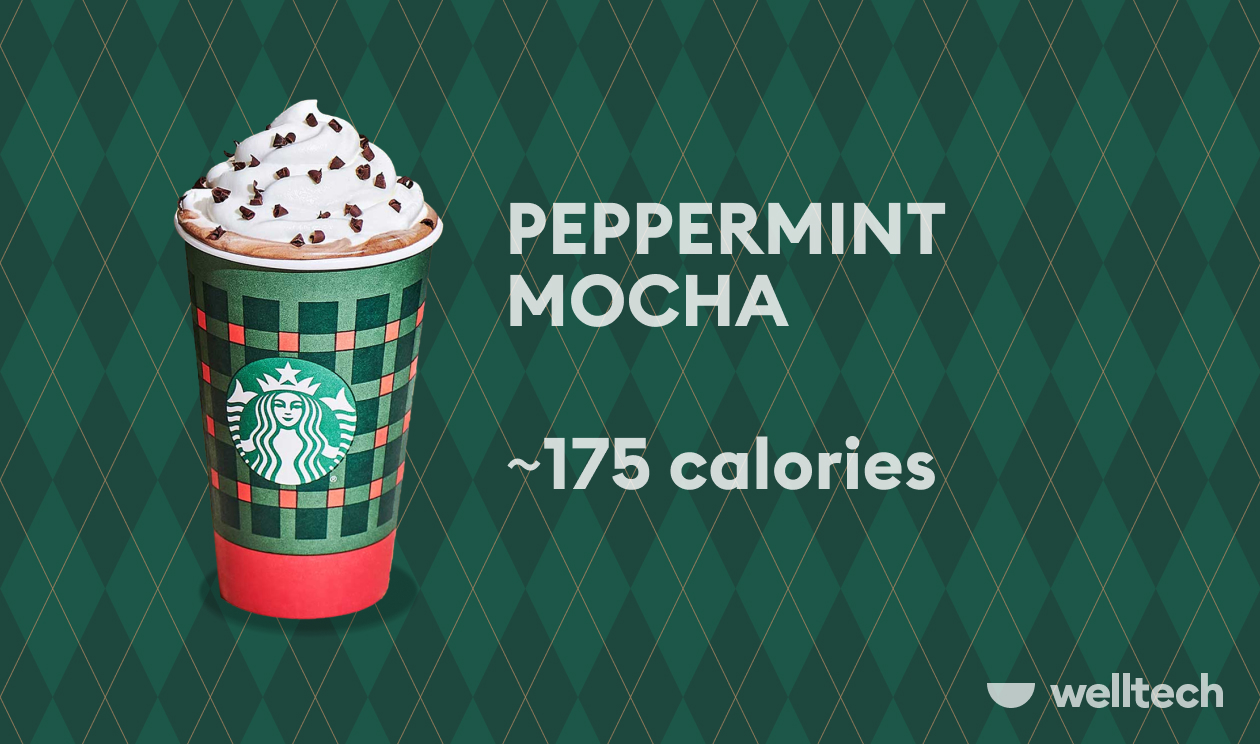 Peppermint Mocha low calorie holiday drinks at starbucks