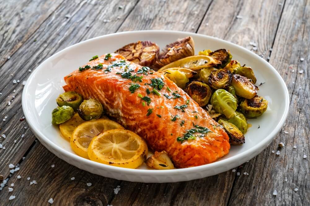 Harissa Salmon with Roasted Vegetables