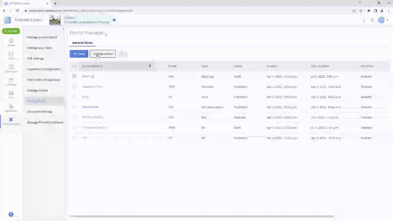 Synchro Control - Manage Forms