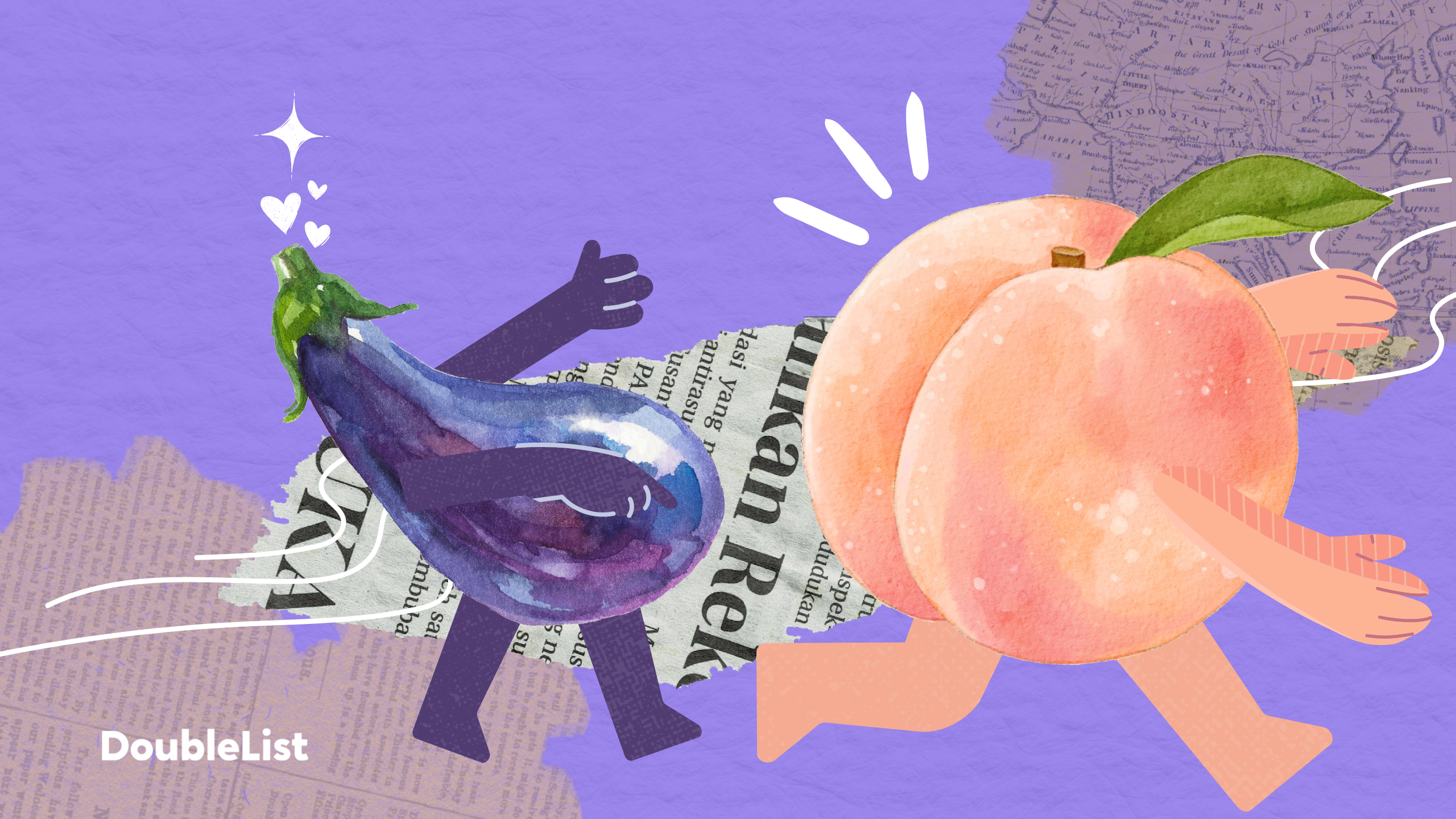 Eggplant chasing a peach