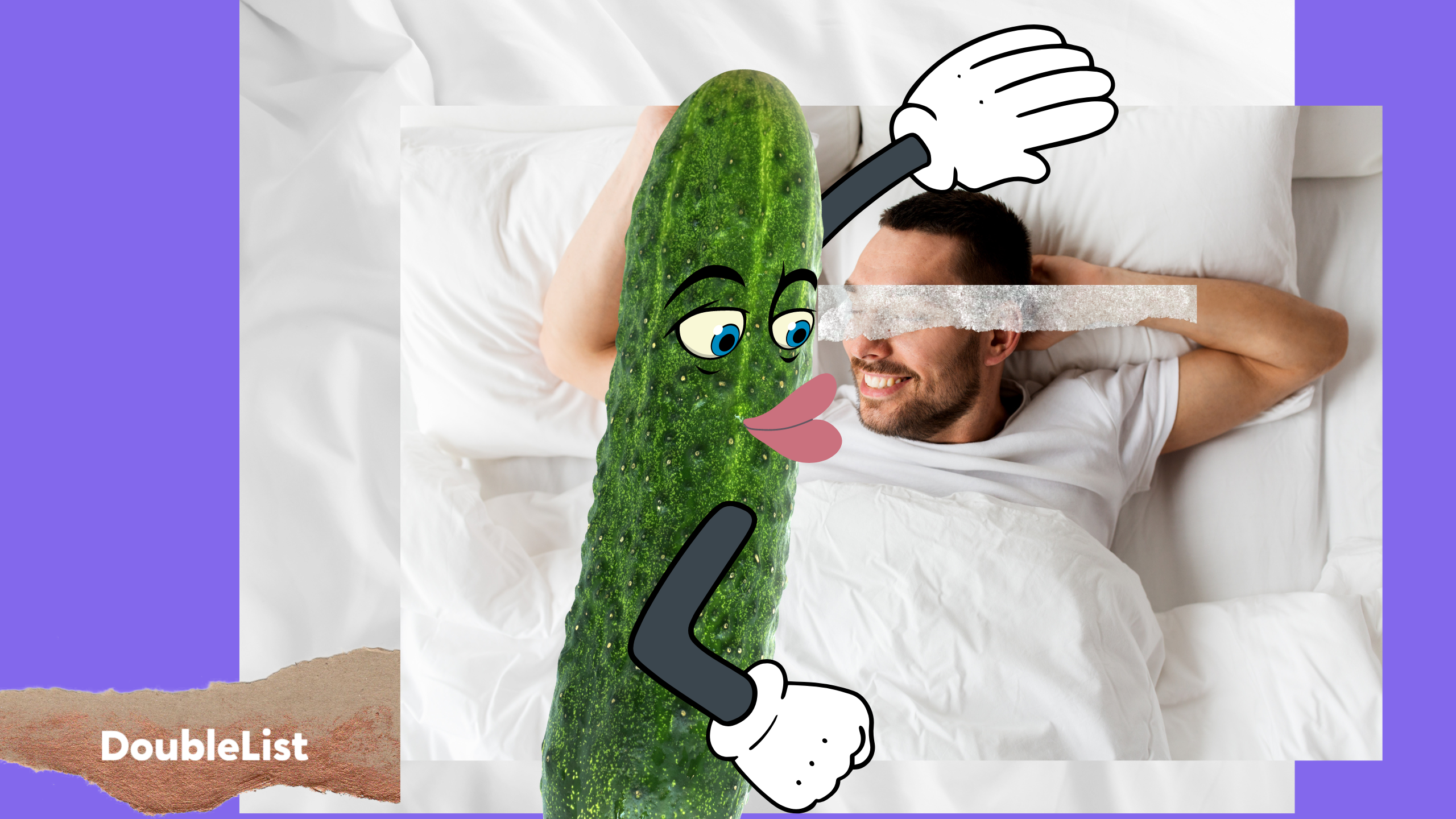 Man in bed with a cucumber