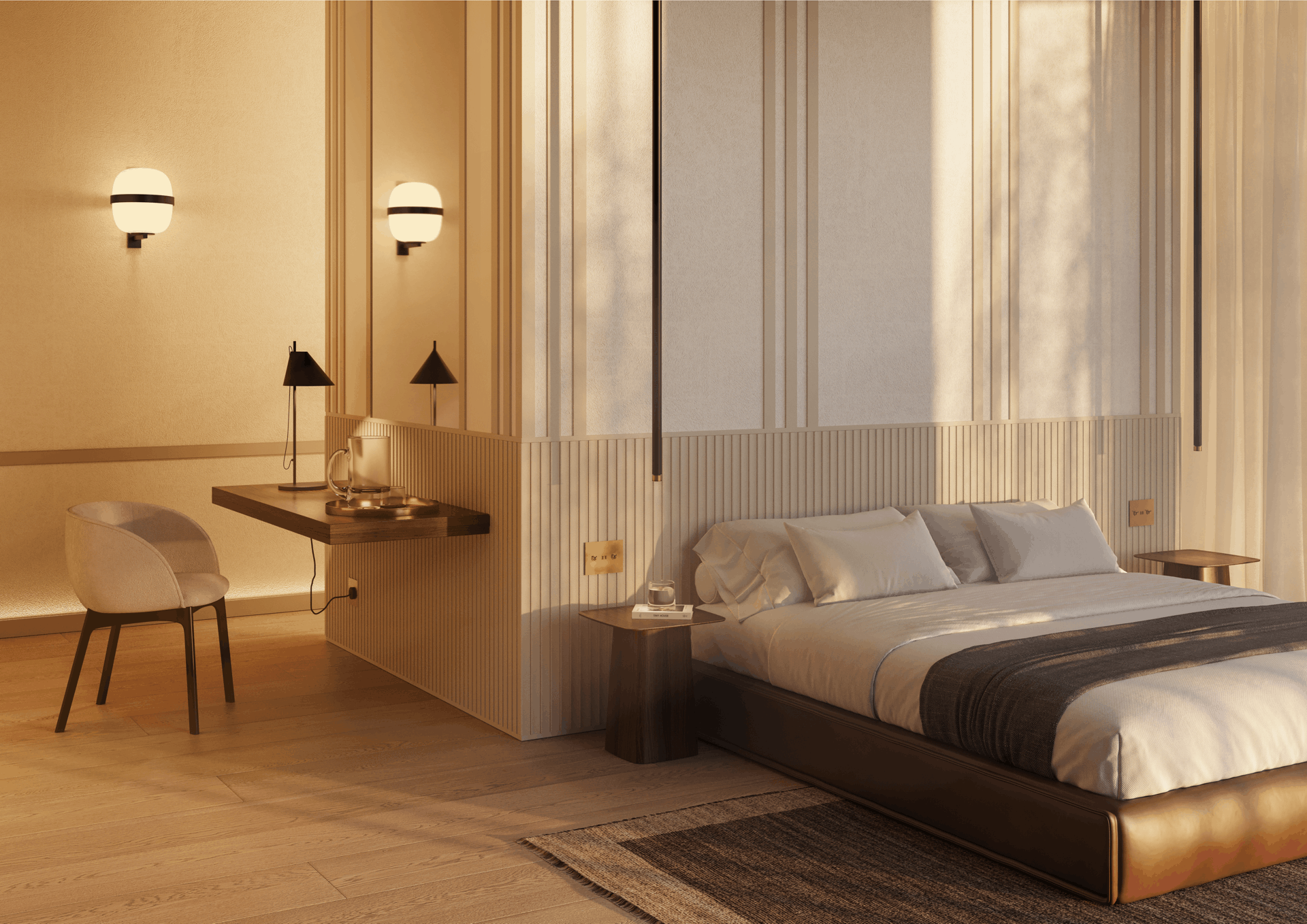 decoratieve elementen - slaapkamer - nmc - Noël & Marquet - ARSTYL, WALLSTYL - FL10,FL15,WD1,DORIQUE,IL10 - wit - Slaapkamer, zachte tinten, wandpanelen