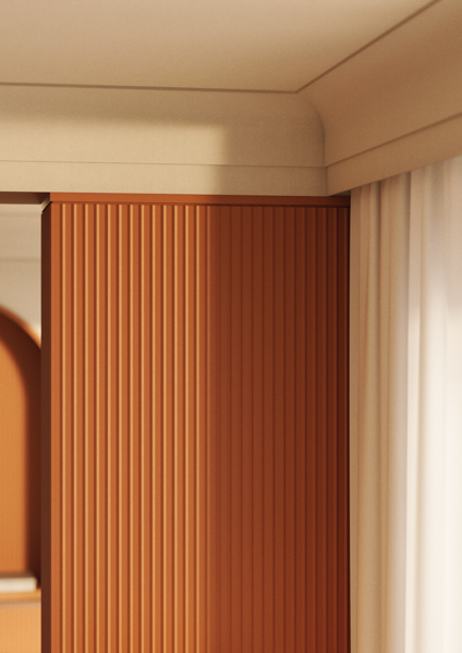 decoratieve elementen - keuken - nmc - Noël & Marquet - WALLSTYL - PLISSE L- rood - oranje - Keuken, reliëfpanelen, warme materialen, plafondlijst, gordijn