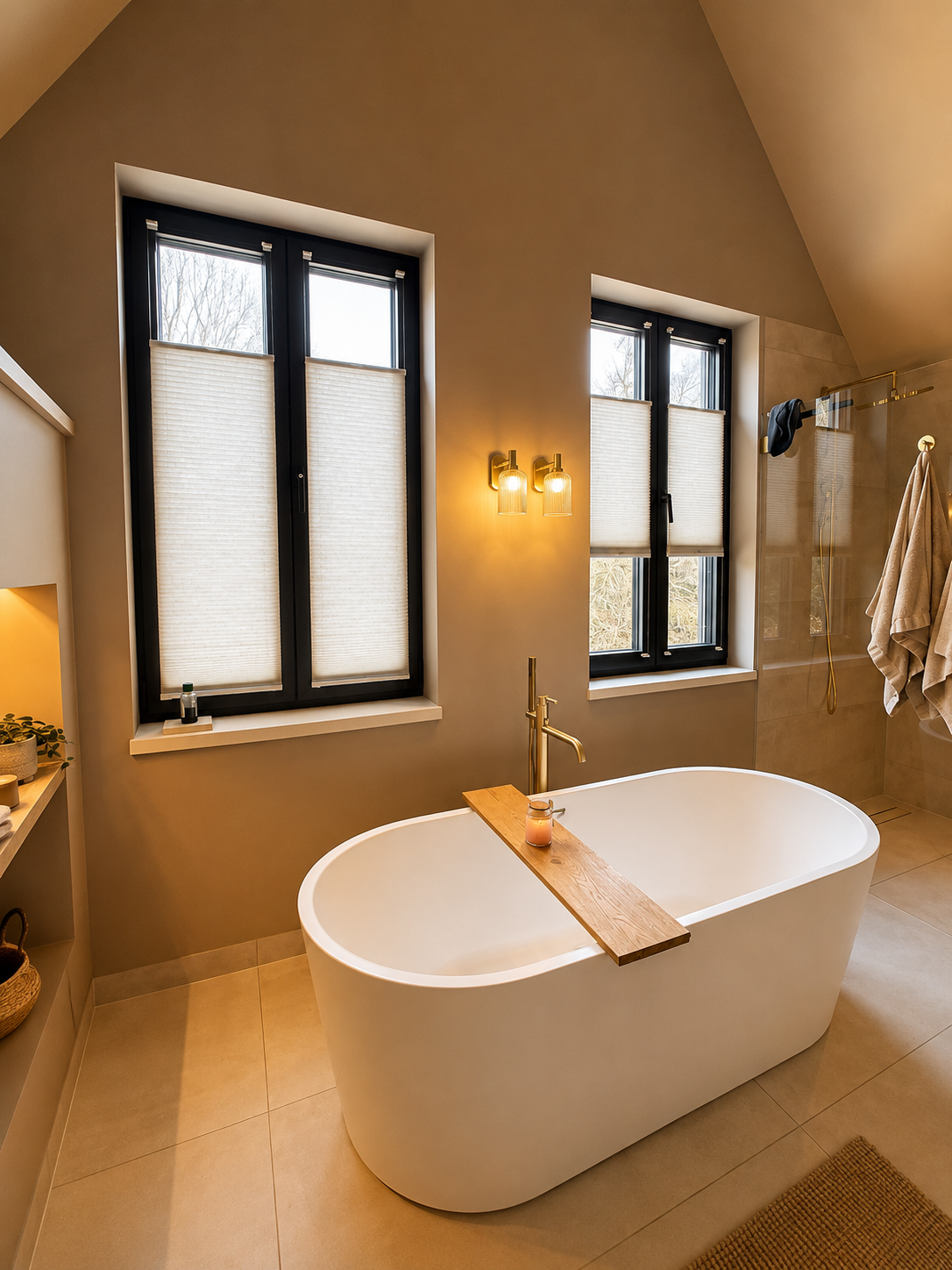 colora inspiratiebeeld – woonverhaal Veghel – Badkamer met vrijstaand ligbad – WE M212 Warm Mocca
