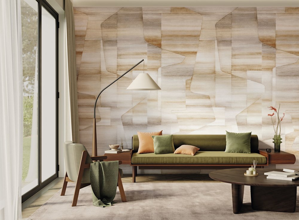 papier peint - salon - Casadeco - Carnaby Street  - 200571827 -  marron  - gris - motif abstrait, beige, salon