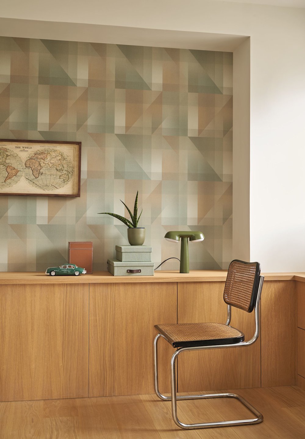 papier peint - salon - Casadeco - Carnaby Street  -  200507122 -  vert - jaune - motif géométrique, vert, décoration