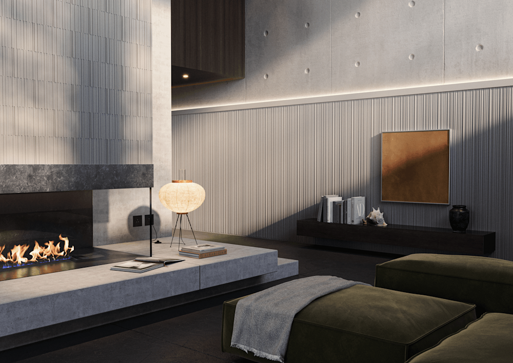 éléments décoratifs - salle à manger - nmc - Noël & Marquet - ARSTYL, WALLSTYL - IL10,ALLEGRETTO,FL15 - gris - Cheminée, cloison structurée, salon moderne