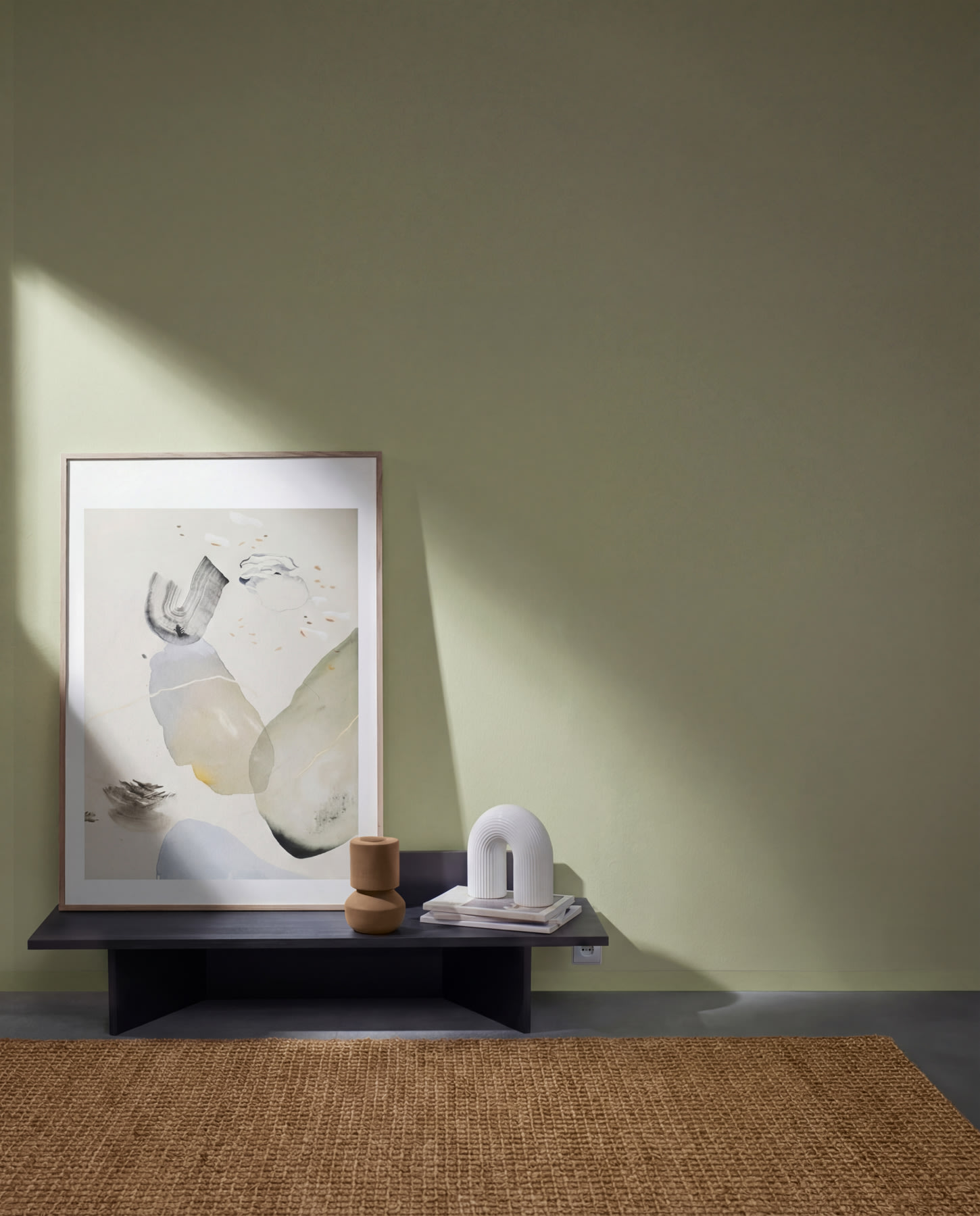 bimu - woonkamer – schilderij - groen – WAC 037 oyster shell - coloramagazine