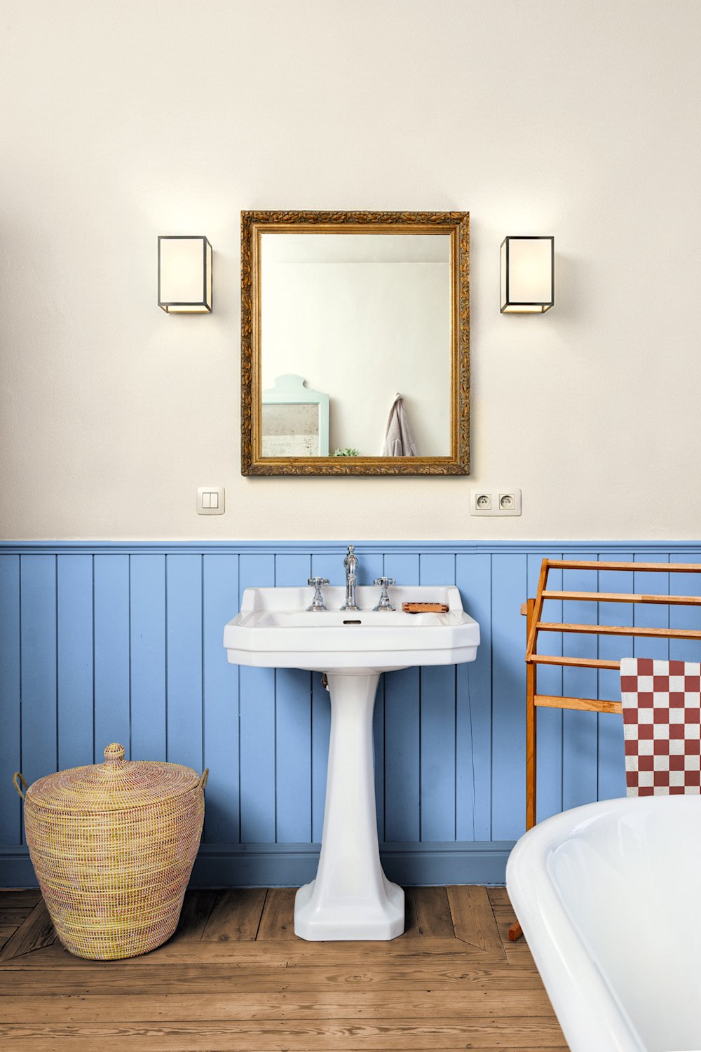 badkamer - lambrisering – blauw – WAC 065 memory blue - cootagecore - coloramagazine