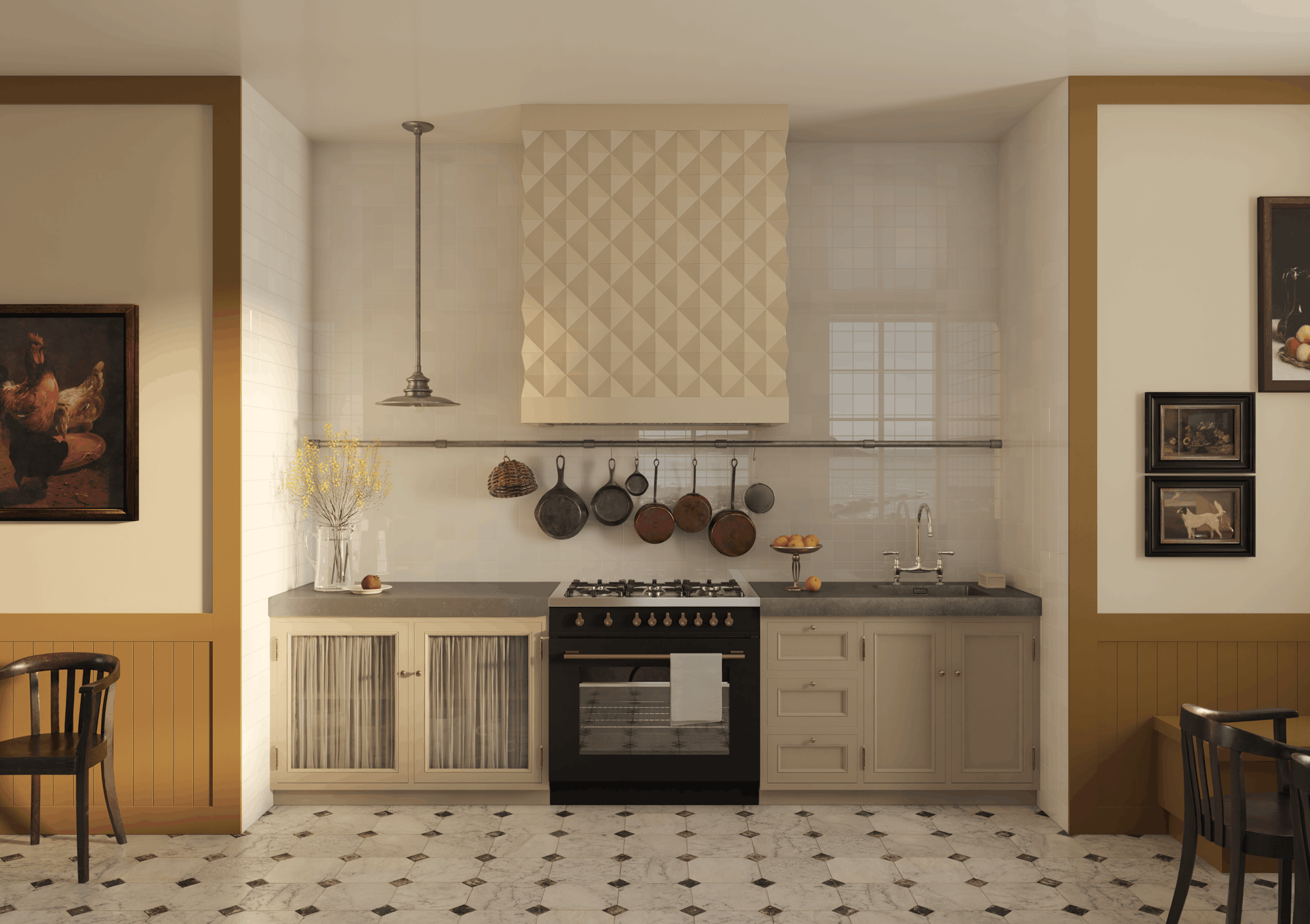 éléments décoratifs - cuisine - nmc - Noël & Marquet - ARSTYL, WALLSTYL - PYRAMID,WG1,FD2S - blanc - Crème, accents chaleureux, ambiance classique