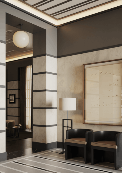 decoratieve elementen - woonkamer - nmc - Noël & Marquet - ARSTYL, WALLSTYL, NOMASTYL - WD2,T4,IL5,WD4,FD20,Z61 - bruin - wit - Zachte beige tinten, zwarte lijnen