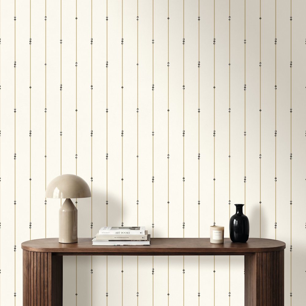 behang - woonkamer - Caselio - Forma - 108011093  - geel - offwhite - Licht behang met fijne verticale lijnen