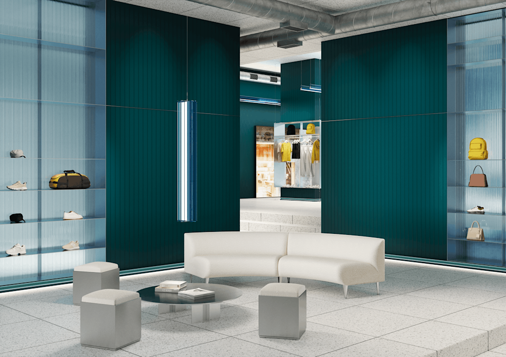 éléments décoratifs - magasin - nmc - Noël & Marquet - WALLSTYL- MEZZALUNA S,MEZZALUNA L,IL14 - vert - Magasin, panneaux verts, vitrines