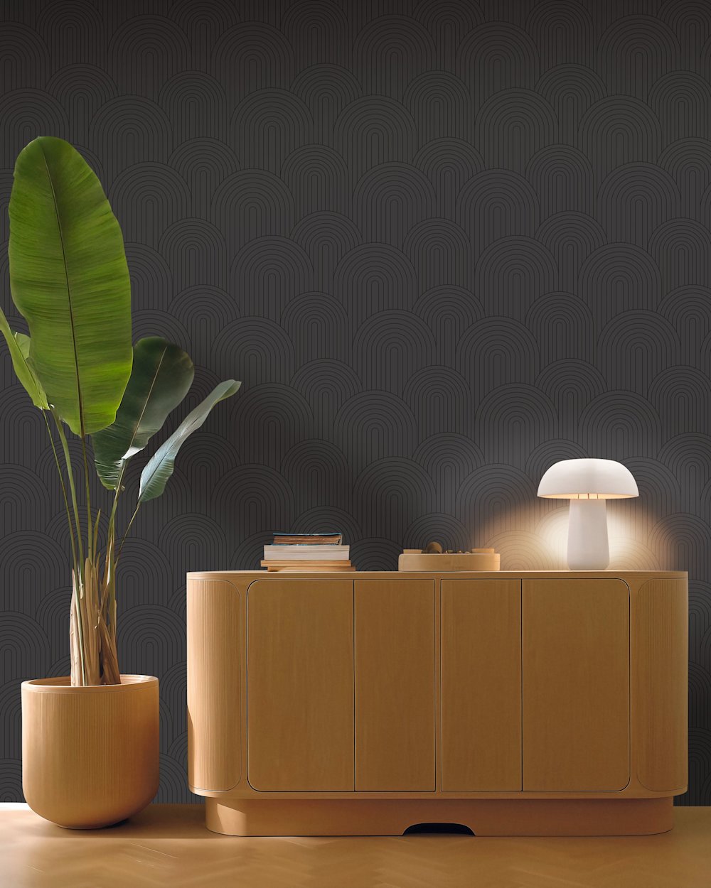 papier peint - salon - Casalio - Moonlight 3 -  107119982 - noir  - Relief graphique, élégance chaleureuse