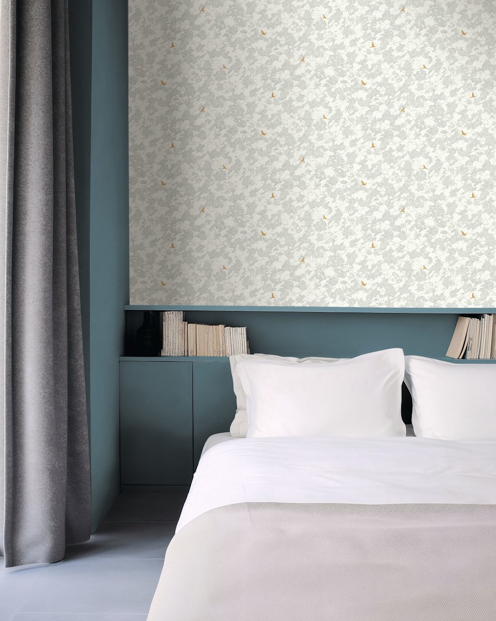 papier peint - chambre à coucher - Casalio - Moonlight 3 - 107090961 - bleu  - blanc - Motif aérien, détails raffinés