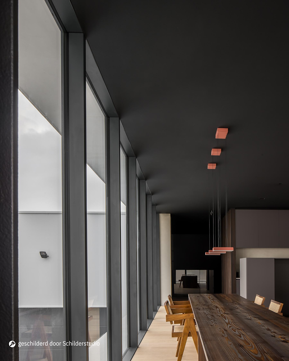 Modern minimalistisch interieur met houten accenten