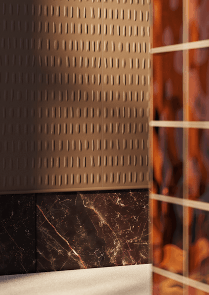 decoratieve elementen - slaapkamer - nmc - Noël & Marquet - ARSTYL, WALLSTYL - BOHEMIA,WL14 - bruin - Reliëfwand, marmeraccent, warme bruintinten