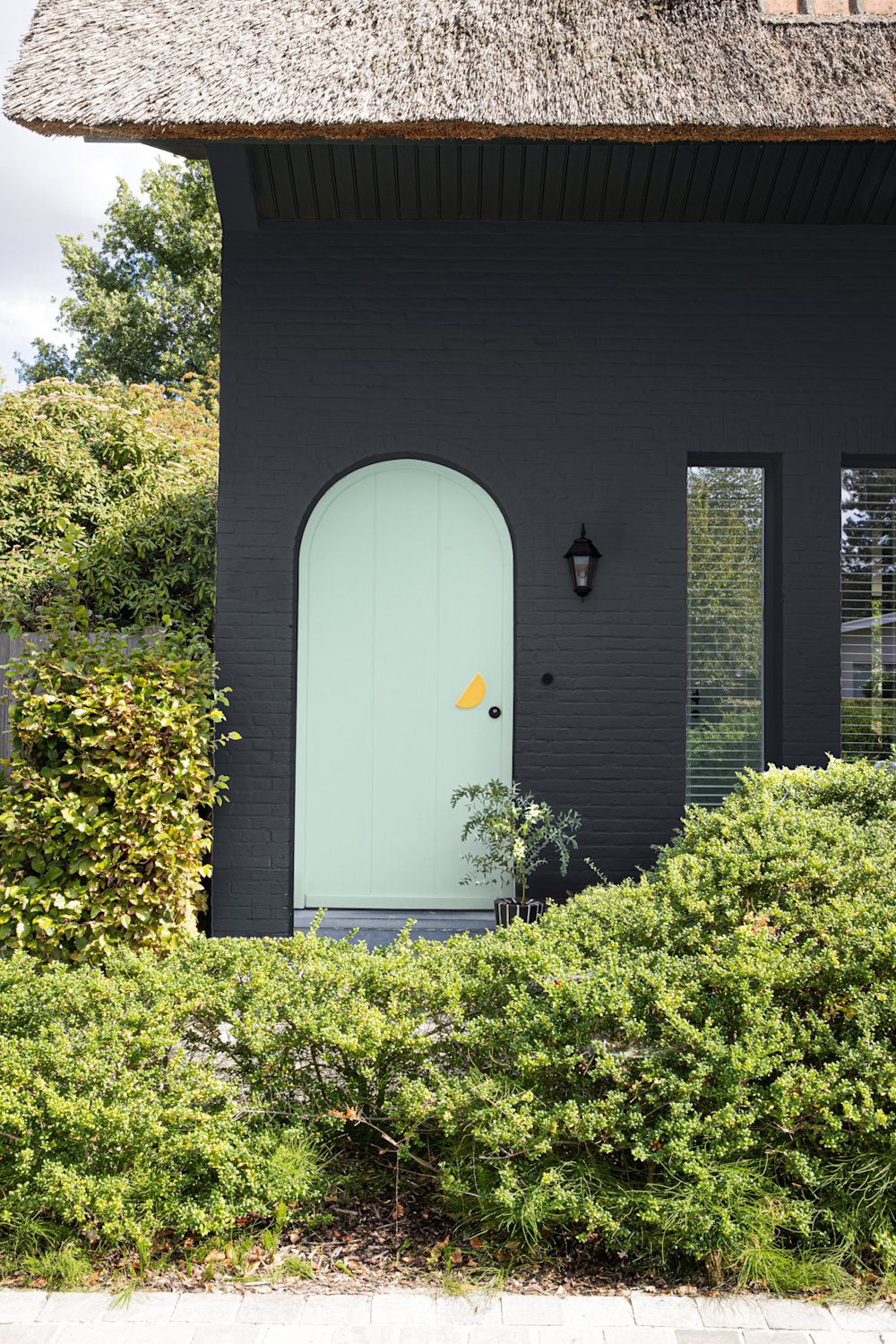 buimu - gevel - zwart - muntgroen deur - geel deurknop - Sublimat - coloramagazine