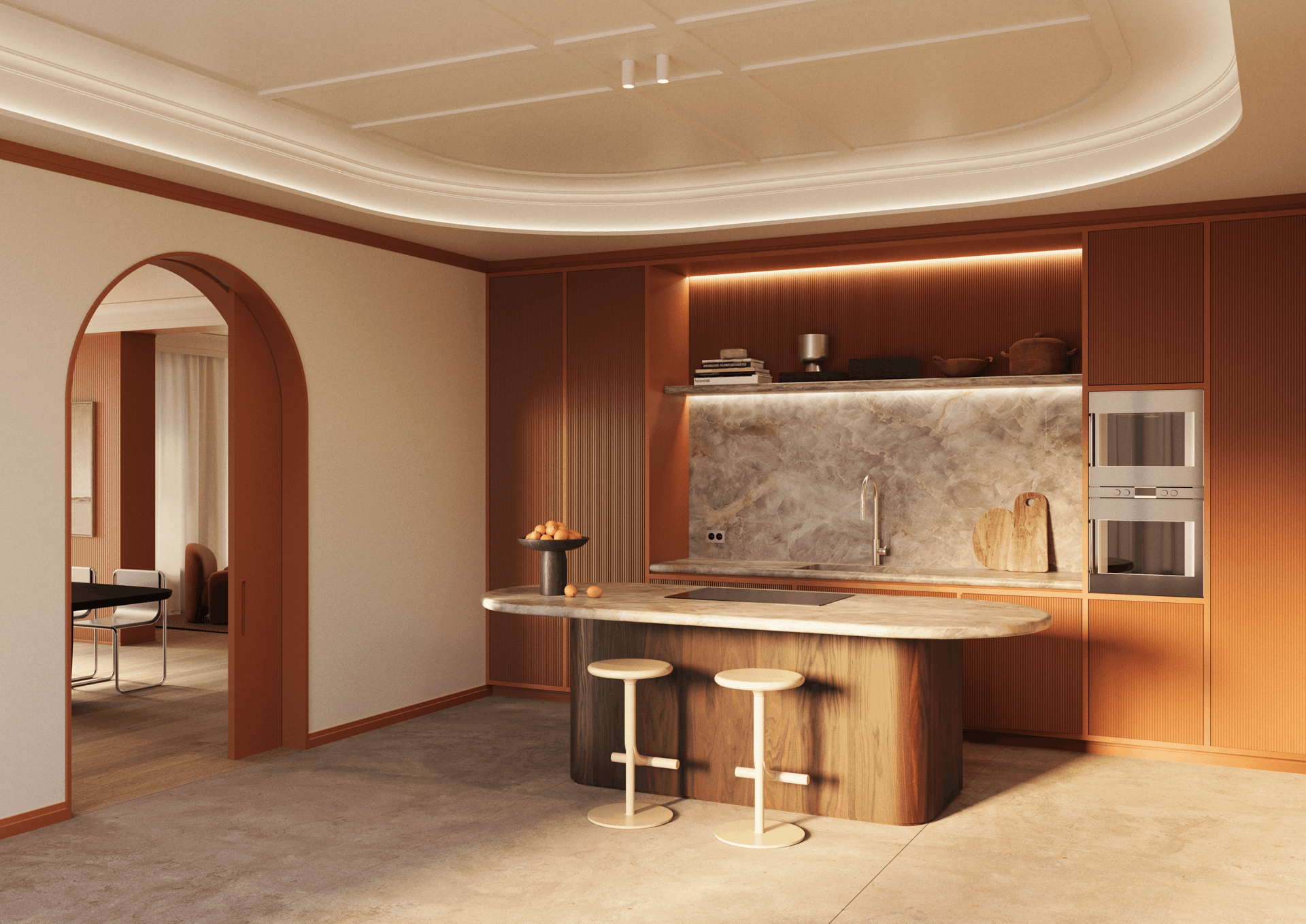 éléments décoratifs - cuisine - nmc - Noël & Marquet - WALLSTYL -PLISSE S,FL11,FT8,Z16 FLEX,WD2,AD22 - rouge - orange - Cuisine, panneaux en relief, matériaux chaleureux