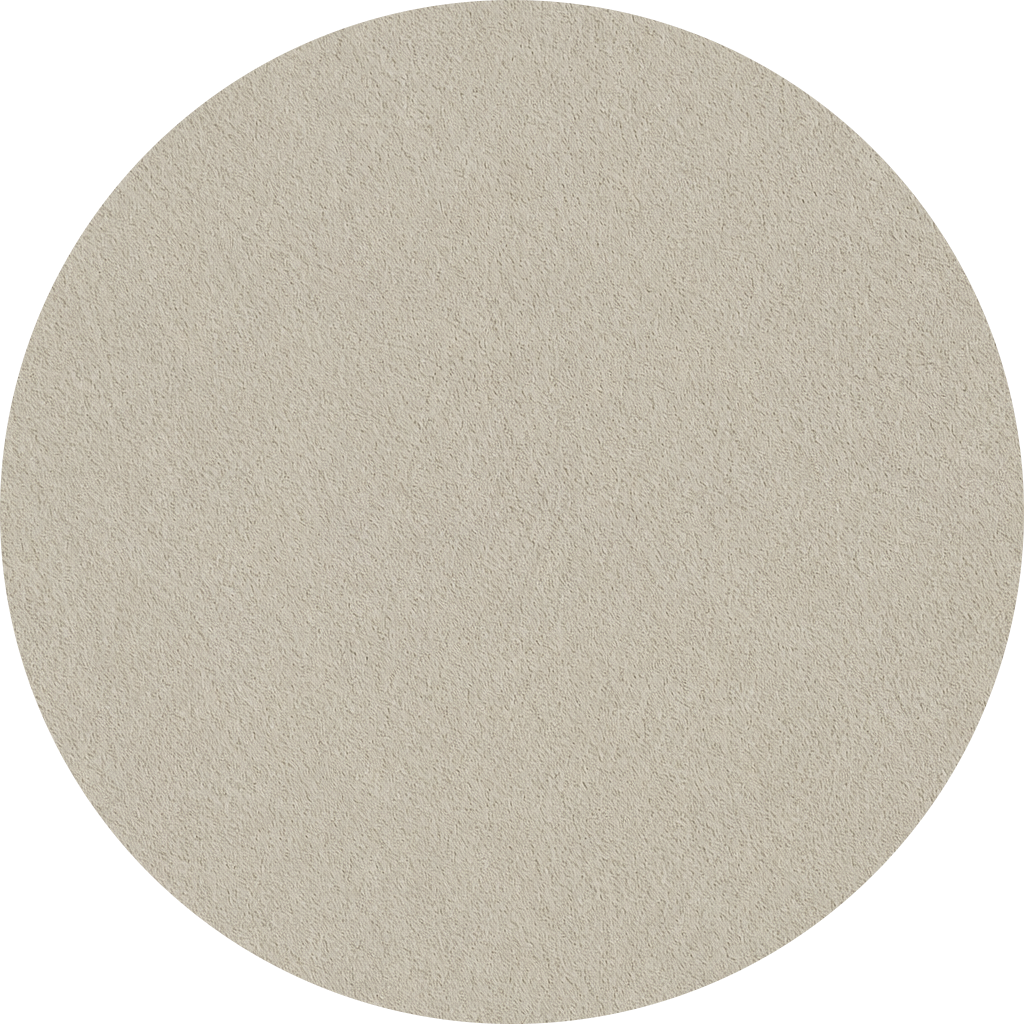 Un grand cercle beige texturé se détache au centre d'un fond blanc et ressemble à un gros plan de papier de verre ou de papier rugueux.