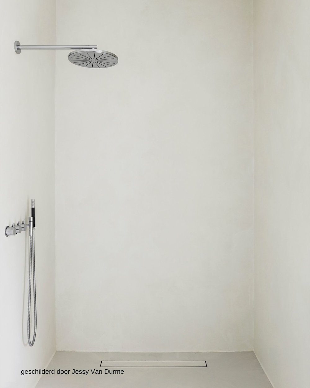 inspiratiebeeld colora – Aqua Sensa –   Inloopdouche, wit, naadloos, zacht mineraal– AS 01 – geschilderd door Jessy Van Durme 