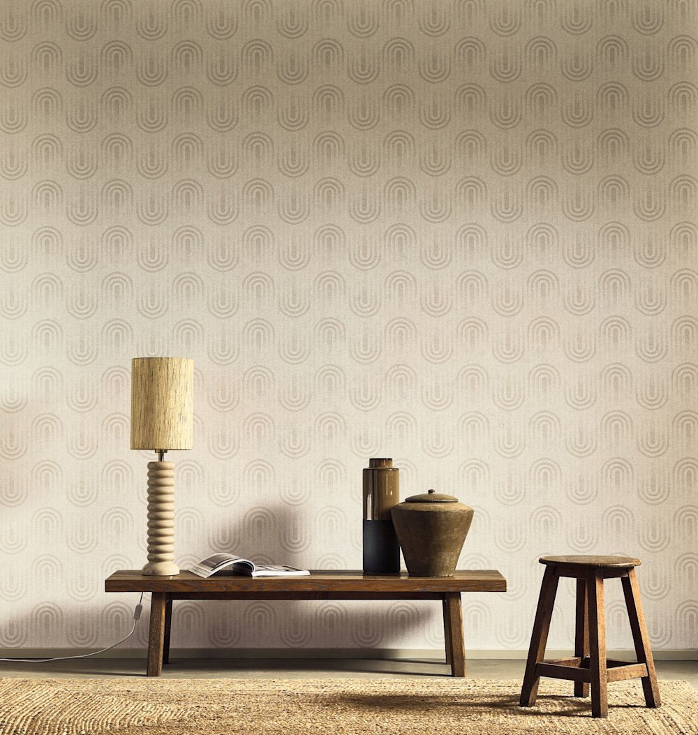 behang - woonkamer - Casadeco - basalte - 202801568  - offwhite  - Grafisch behang · beige · hout · naturel