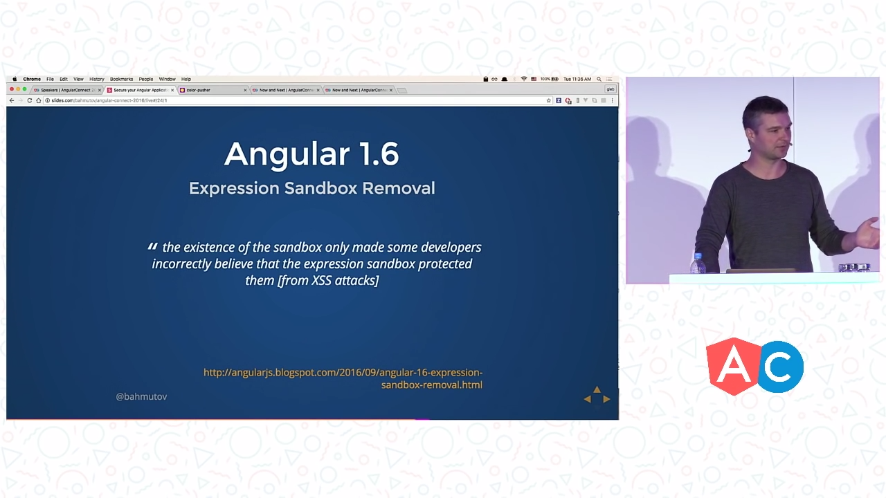 Slide stating the removal of sandboxing in Angular 16