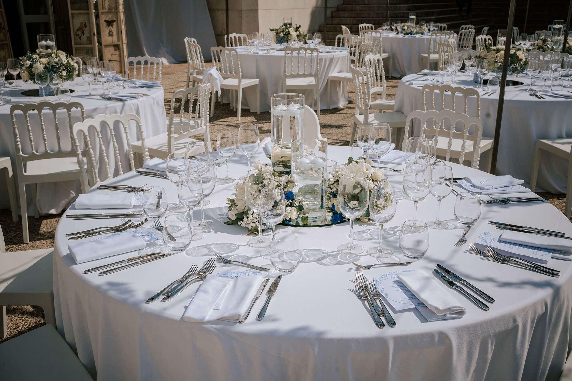 i tavoli del matrimonio a villa ormond, location per matrimoni a Sanremo, provincia di Imperia.