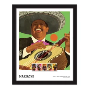 Mariachi Framed Stamp - Guitarrón Player