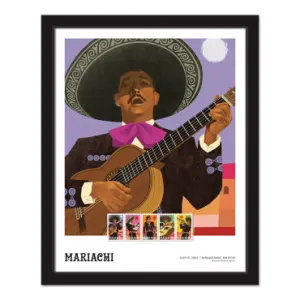 Mariachi Framed Stamp - Guitar Player