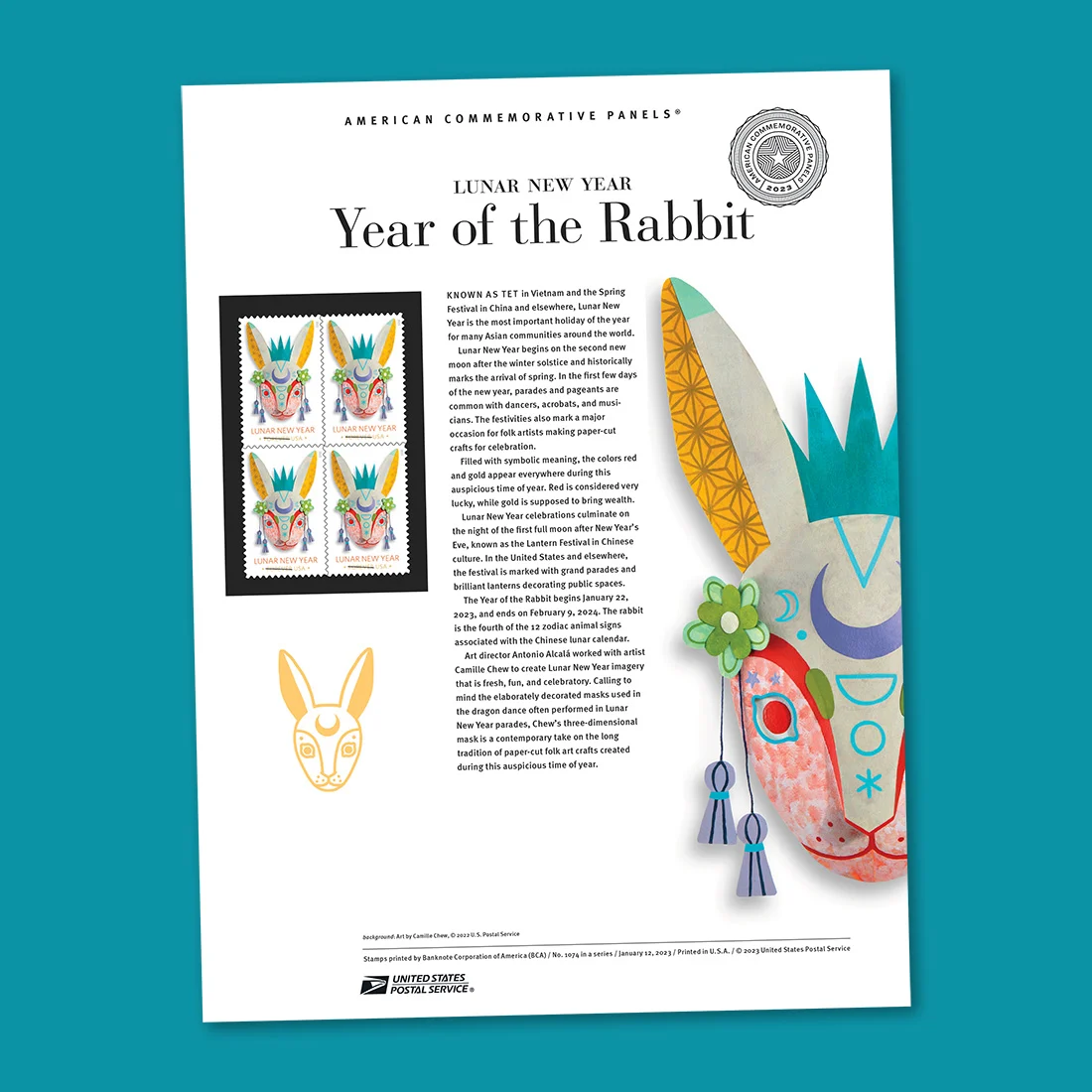 5744 PB - 2023 First-Class Forever Stamp - Lunar New Year: Year of the  Rabbit - Mystic Stamp Company