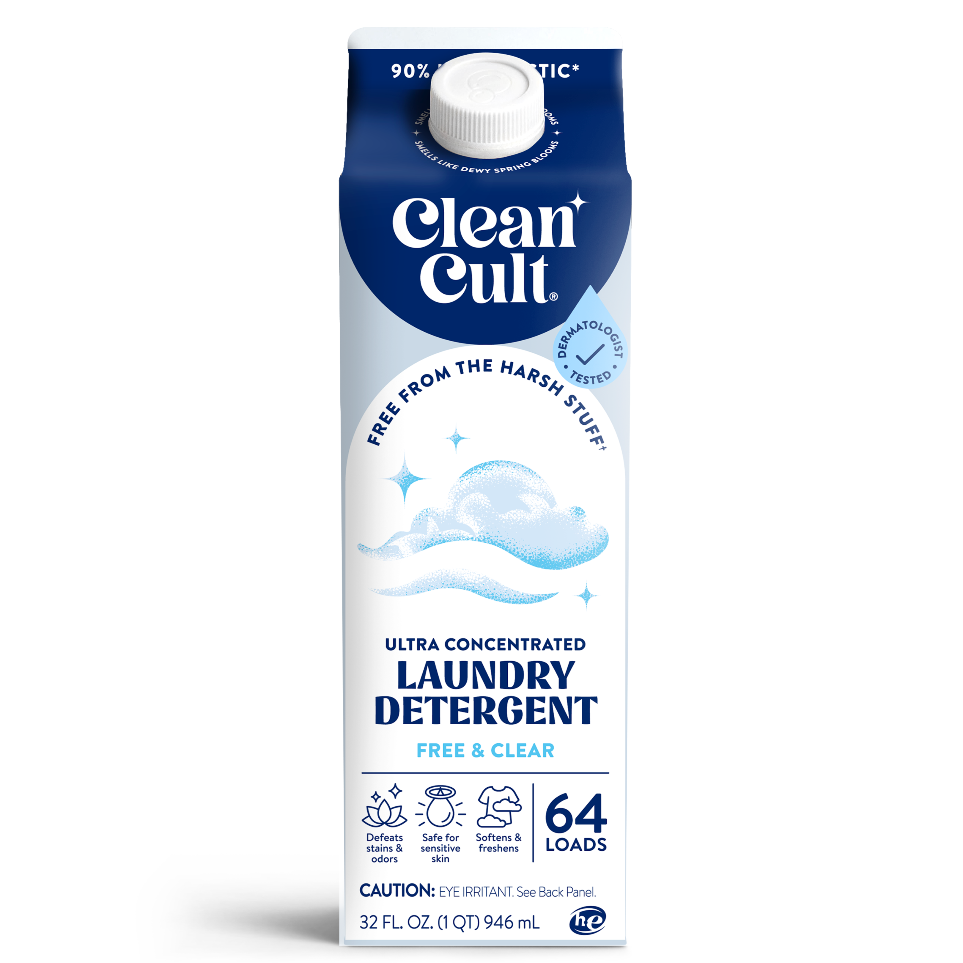 Concentrated Liquid Laundry | Fragrance Free | 32 Fl Oz | Cleancult