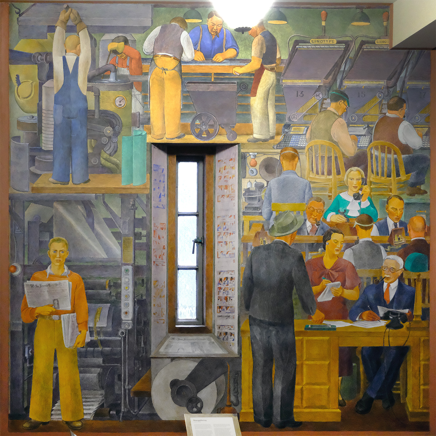 Suzanne Scheuer’s 10'x 10' mural “Newsgathering” from 1934