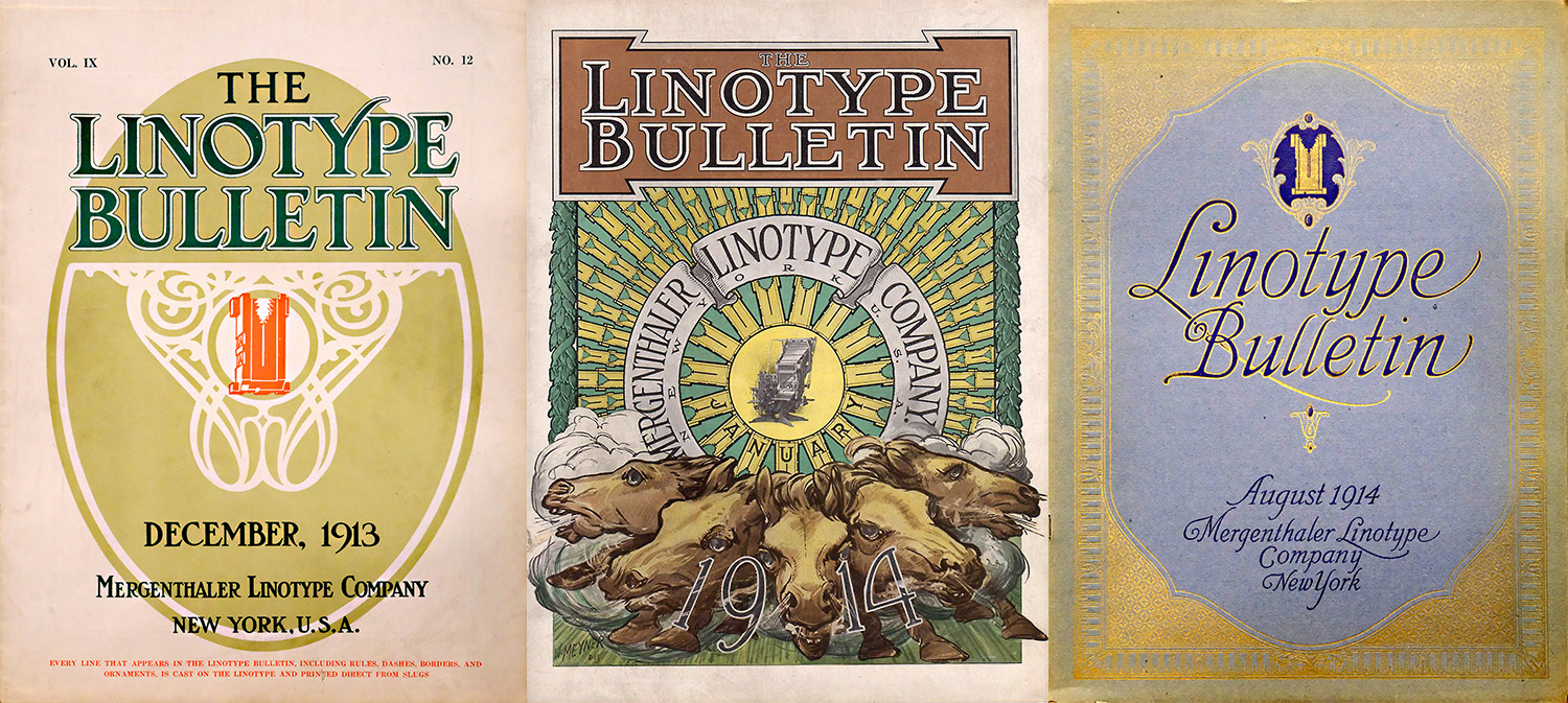 Linotype Bulletins from before and after Walter Meyner’s series of six covers; they aren’t necessarily bad, just dull in comparison.