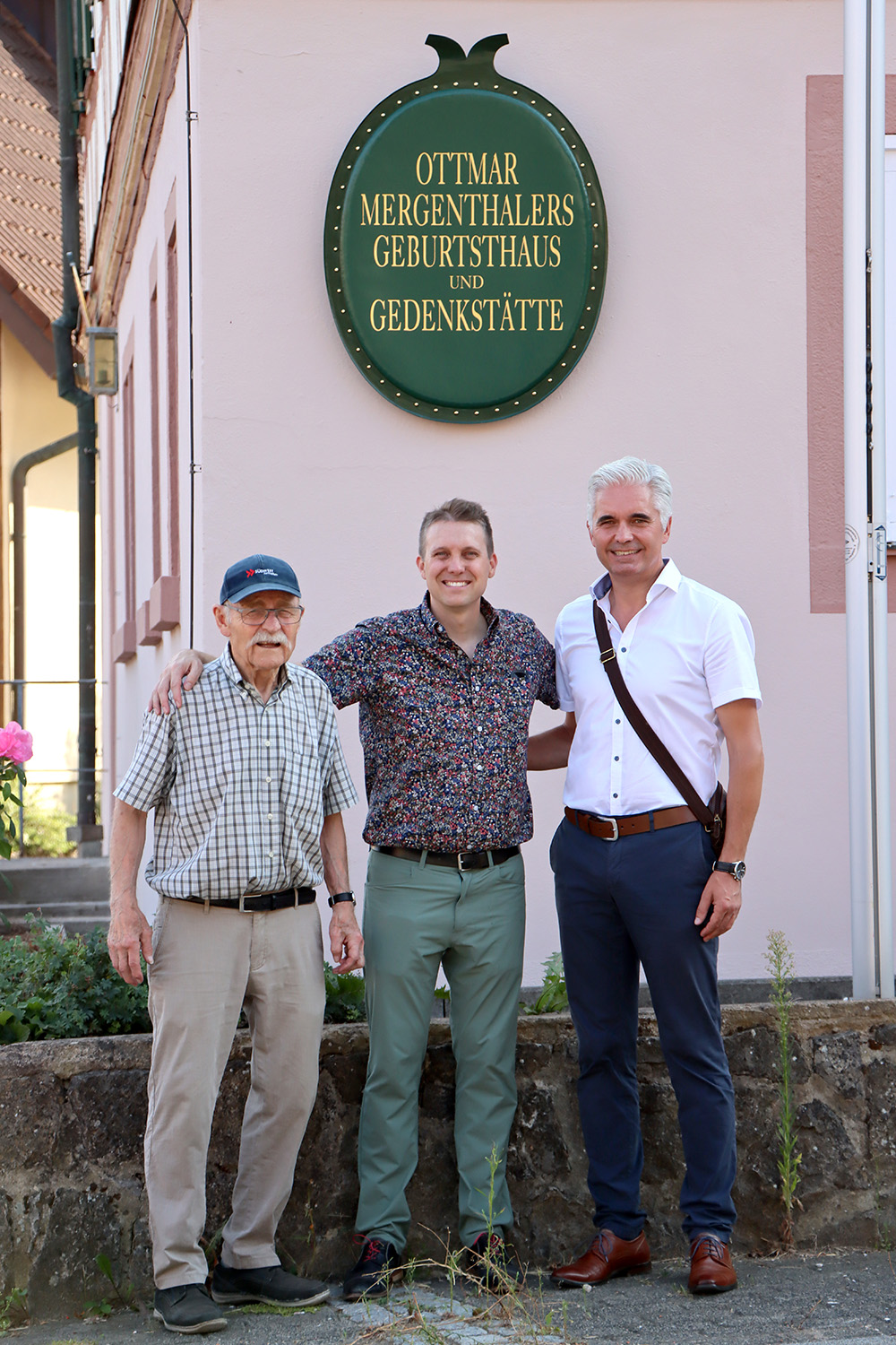 Horst, myself, and Hubert outside the Ottmar Mergenthaler museum (photo by Otmar Hoefer)