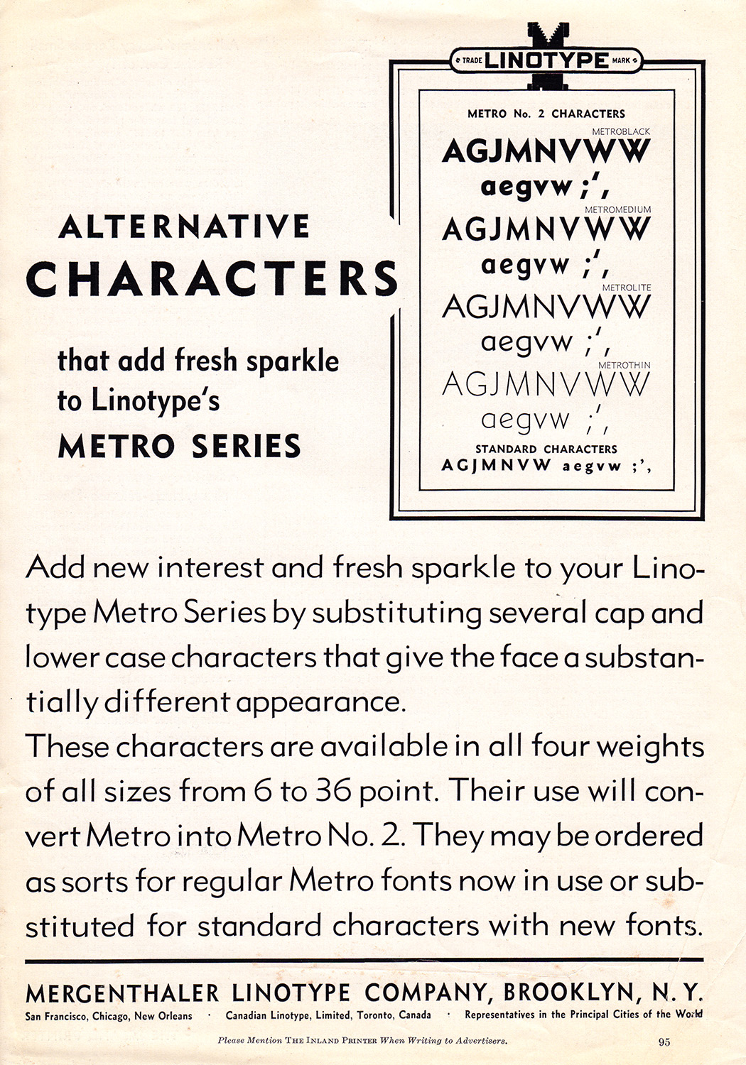 Metro Alternate Characters