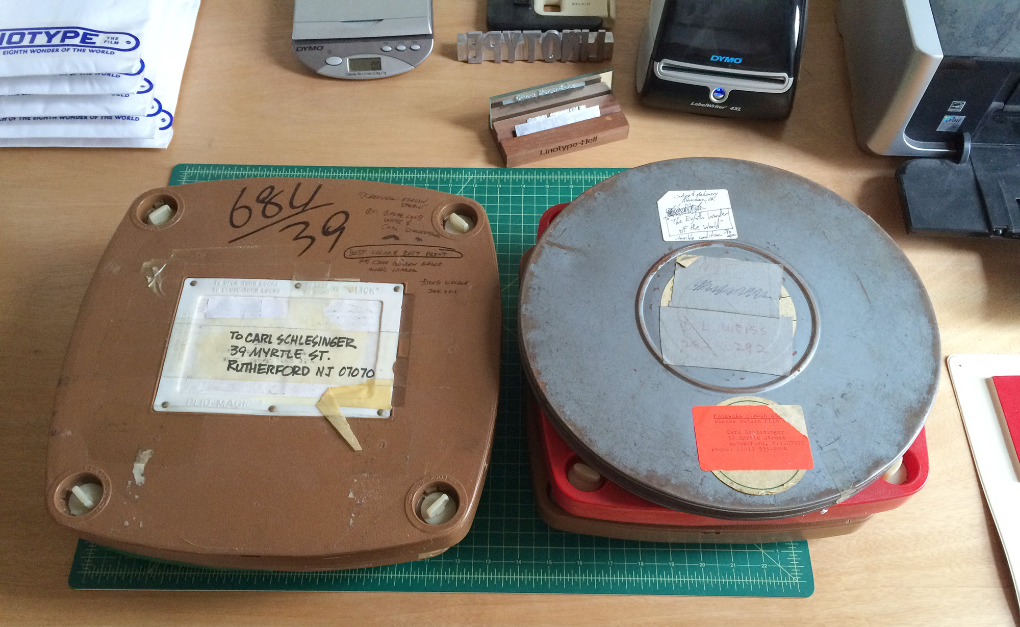 Organizing films donated by Carl Schlesinger