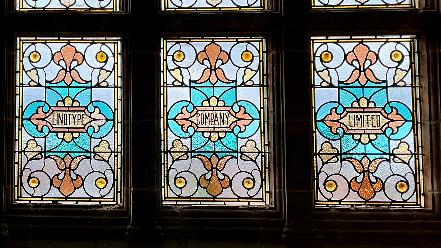 Stained glass inside the stairway of the admin building that was thankfully preserved.