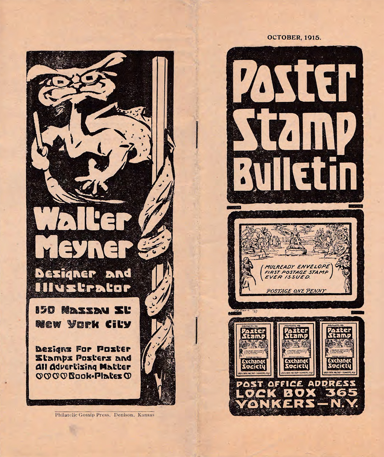 Meyner’s playful ad on the back of Poster Stamp Bulletin from October 1915