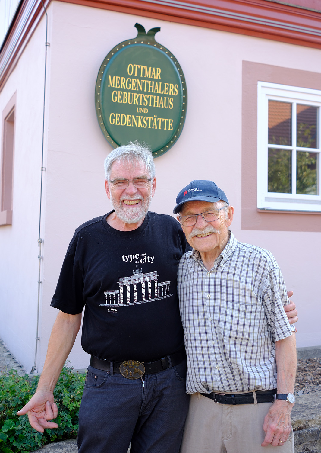 Otmar Hoefer and Horst with genuine smiles of a shared love for the Linotype