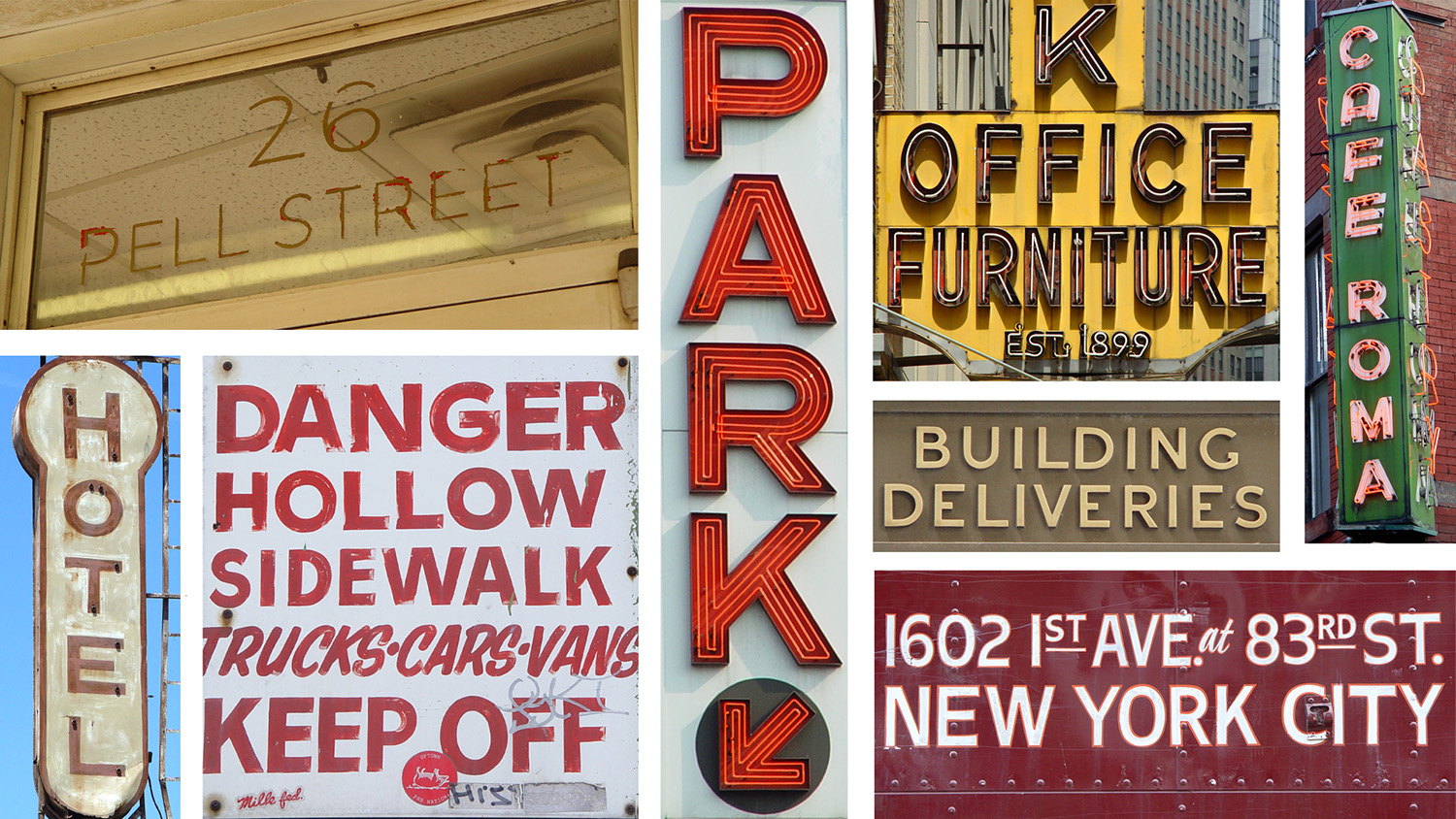 Photographs taken by Tobias Frere-Jones documenting New York City signage as inspiration for Gotham (image courtesy Frere-Jones Type)