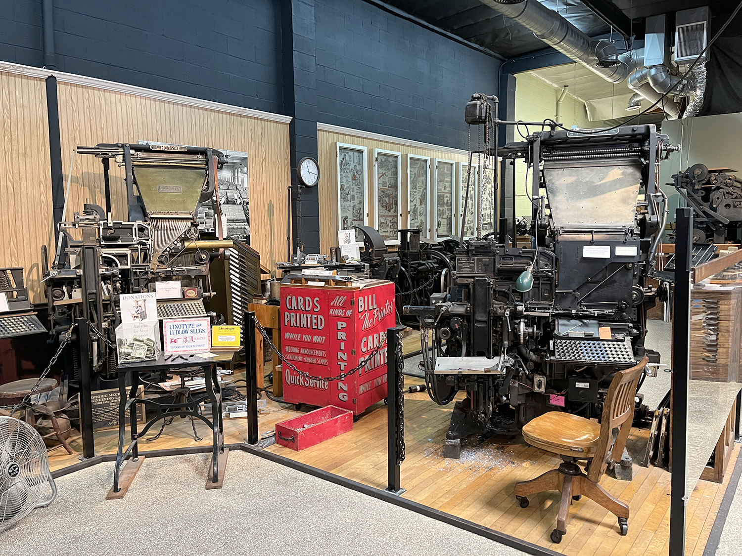 Two Linotypes at the International Printing Museum in Los Angeles, California