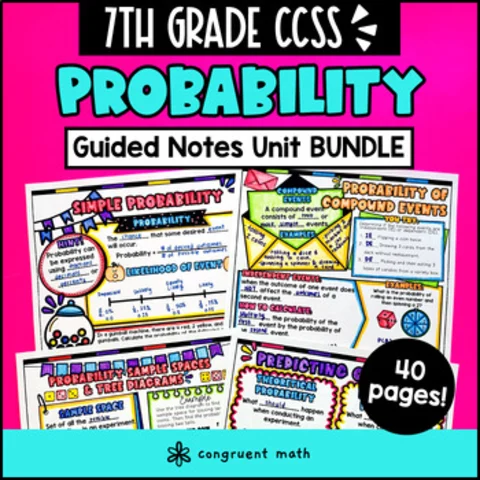 Thumbnail for Probability Guided Notes | 7th Grade CCSS | Simple & Compound Events Theoretical