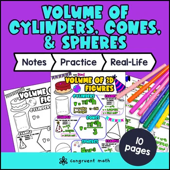 Volume of Cylinders, Cones, and Spheres Guided Notes