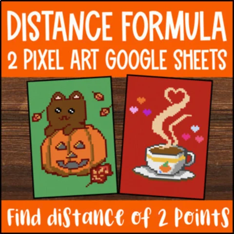 Thumbnail for Distance Formula Pixel Art | Distance Two Points | Google Sheets | Thanksgiving