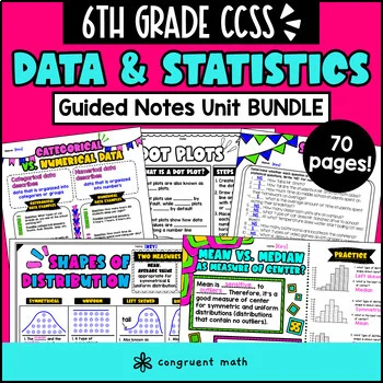 Thumbnail for Data and Statistics Guided Notes Unit BUNDLE | 6th Grade CCSS