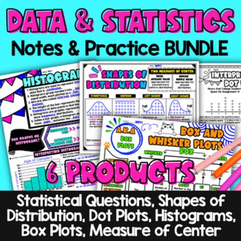 Thumbnail for 6th Grade Data & Statistics Guided Notes BUNDLE