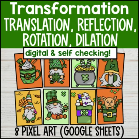 Thumbnail for [St. Patrick's Day] Rigid Transformations Pixel Art BUNDLE — 8 Google Sheets